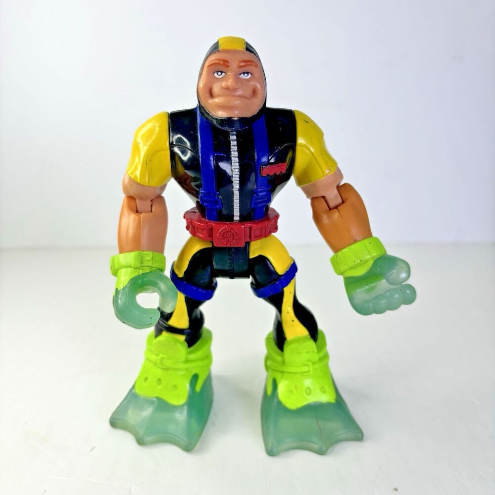 Fisher Price Mattel Rescue Heroes Hydro Team Gil Gripper 2002 Vintage Aqua Blue